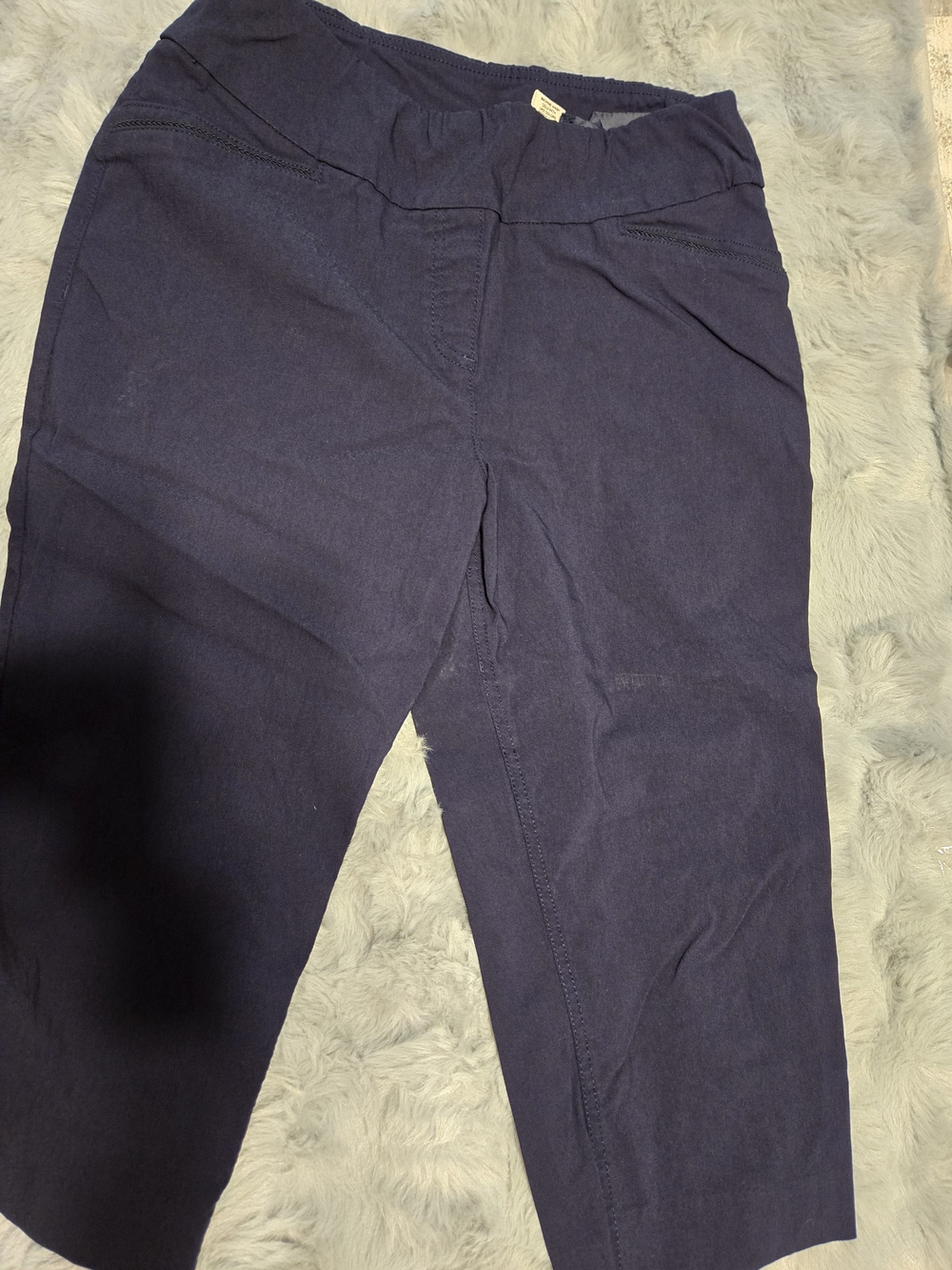 Westbound Petites Navy Blue Crop Capris Pants Size 12P Pull On Stretch